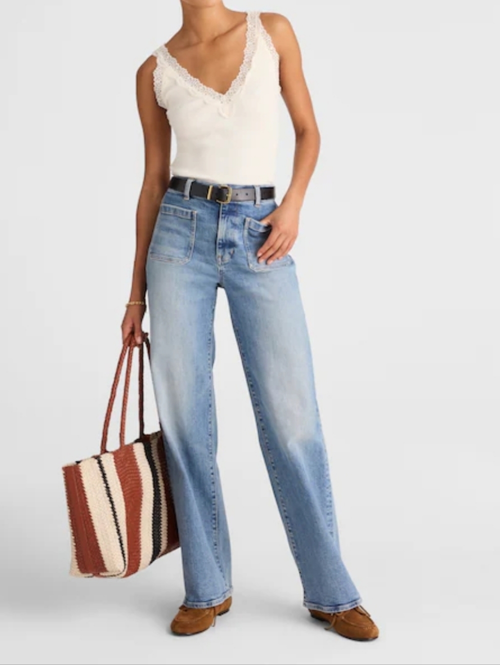Madewell Emmet Wide Leg Jeans Patch Pocket Edition Atlin Wash Size 30